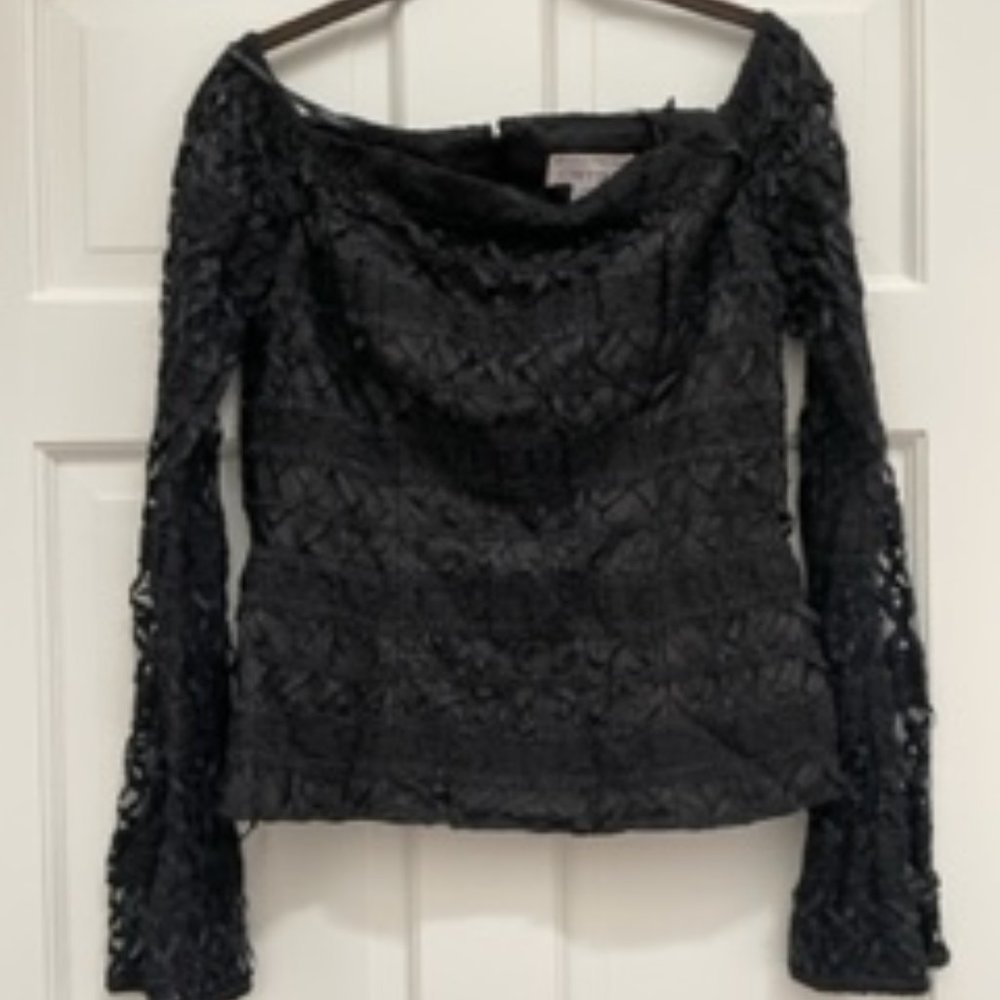 Chetta B Size 8 Black Lace Blouse